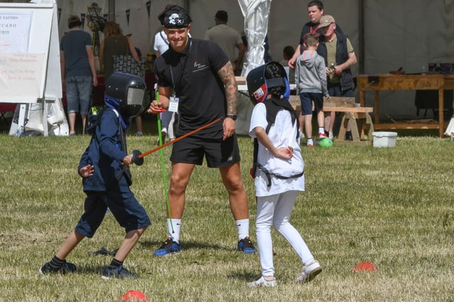 Young pirates learn the art of sword fencing at the Ships Ahoy family fun day at Barnes Park in 2018.