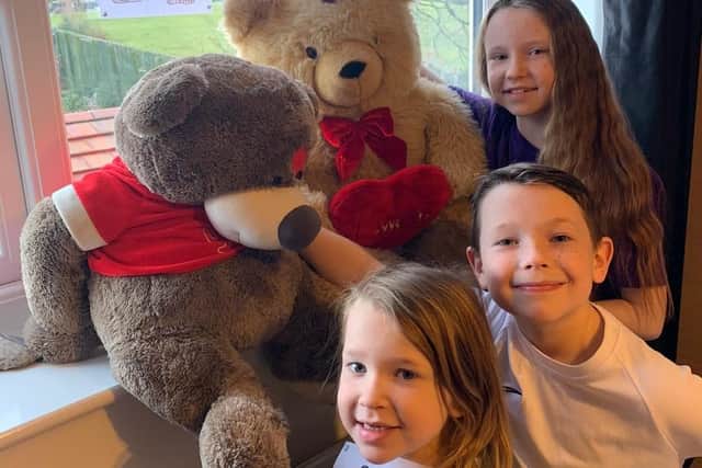 Amelia, Toby and Evie with their bears