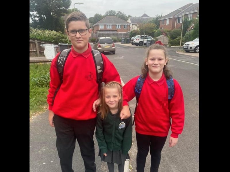 Parents from across the Portsmouth area shared photos as their children returned to school after the summer holiday on Thursday, September 2, 2021. Pictured is Riley, aged 11, Ruby, aged six, and Lexie, aged eight. 