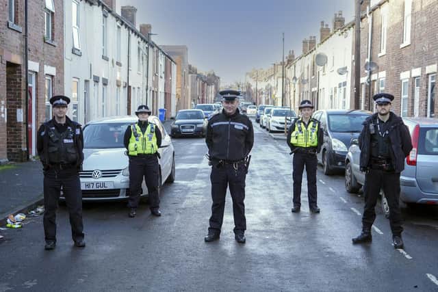 New police team based in the troubled Page Hall area of Sheffield. Pictured are PC Stanistreet. Picture Scott Merrylees PC Grant, PC Lewis, Sgt Cartlidge, PC Stallion and PC Stanistreet. Picture by Scott Merrylees.