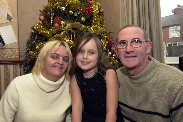 Sadie I'Anson  with grandparents Brian and Pat Wigley of Swinton in 2003