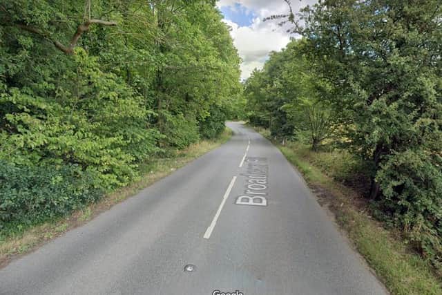 Two people have died in a horrific car crash on a South Yorkshire country lane last night. Pictured is Broadcarr Lane, Hoyland.