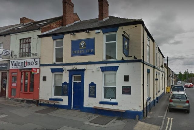 The Derby Tup in Whittington, Chesterfield, is a reference to a folk custom - alternatively called Old Tup - involving teams of men following a hobby horse with a goat's or sheep's head that is carried by an individual hidden under a cloth. The hobby horse was carried around to local houses where payment was expected for its appearance.