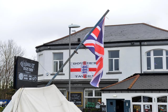Despite the high winds, the Union Jack is still standing.