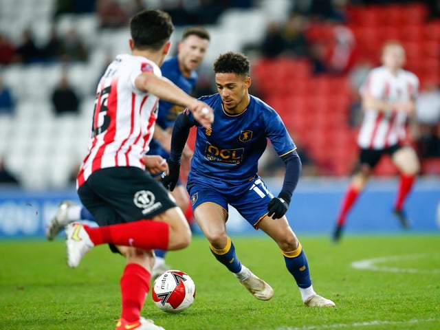 Mansfield Town forward Tyrese Sinclair against Sunderland.