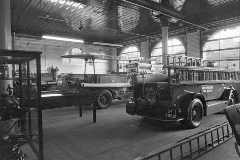 Interior of the new Lothian & Borders Fire Brigade's fire engine museum at Lauriston Place in Edinburgh, November 1988.