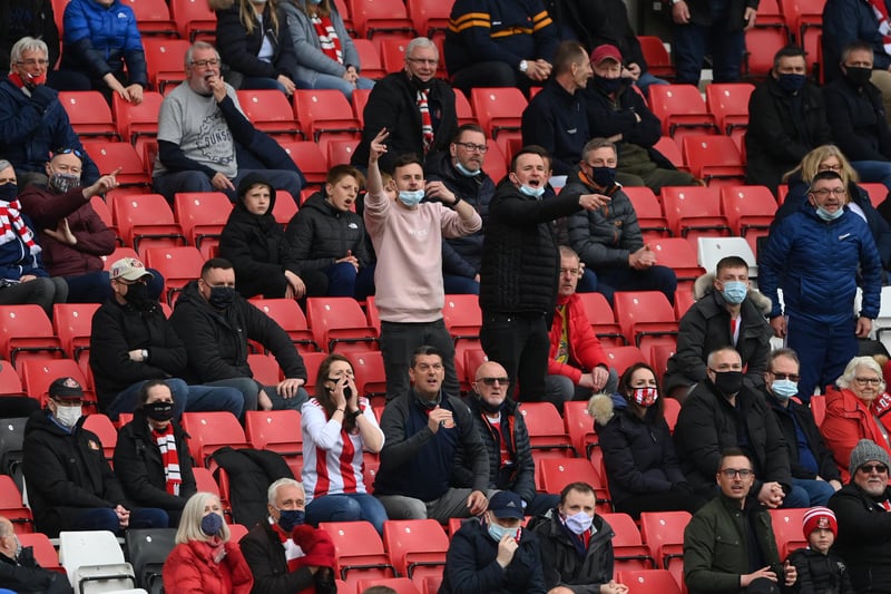 Sunderland fans react from the stand during the game against Lincoln City.