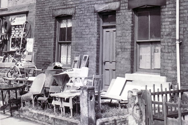 One of the terraced houses in Richards Road, Heeley, Sheffield, which had stood empty for nearly two years in June 1964