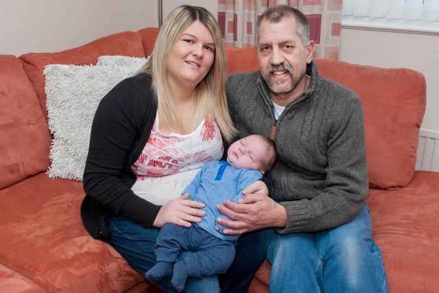 Baby Max Wells with mum Charlene Wells and grandad Brian in 2013
