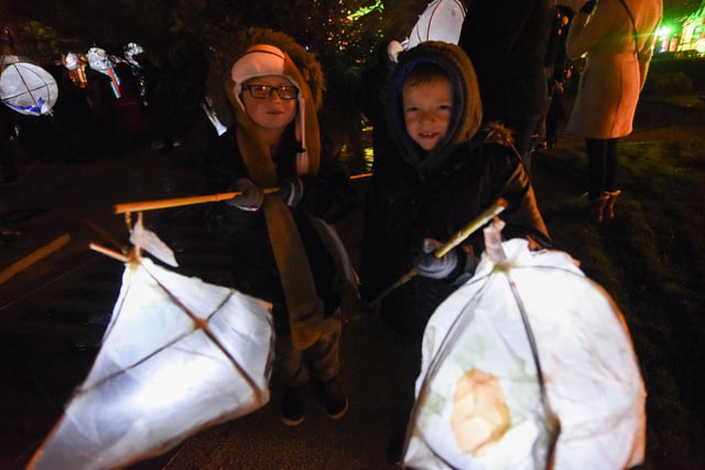 Reece Hughes (left) and Lewis Swanson with their lanterns at the Wintertide Lantern parade 6 years ago.