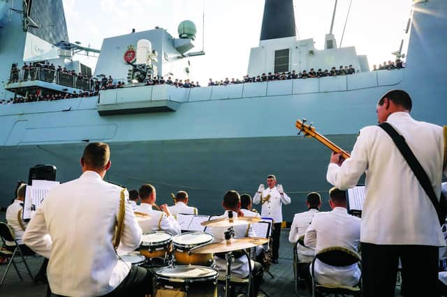 A Ukrainian Military Band treated the Ship's Company to a concert on the jetty in Odessa.