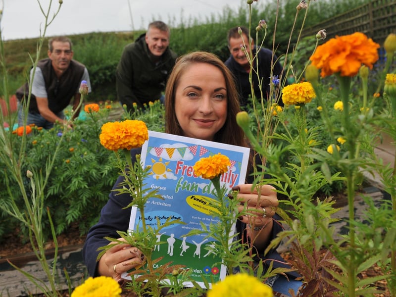 It's a floral haven in 2018 at the Brockley Avenue Allotments where Jo Benham Brown was pictured with Lionel Dodds, Keith Hardy and Dave Johnson at the NECA Community Garden.