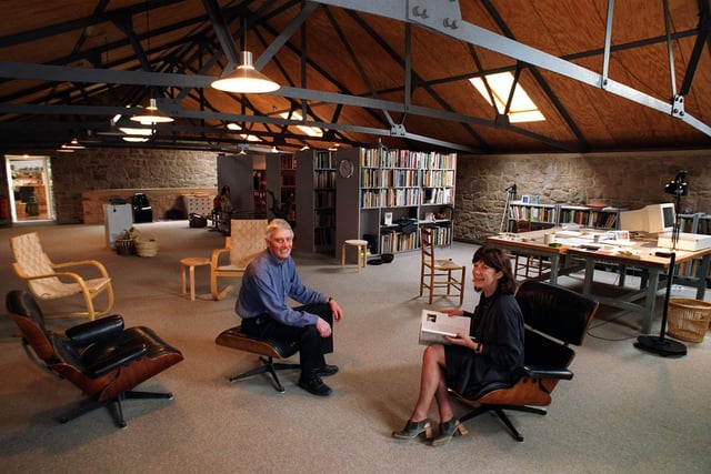 David Mellor CBE was born in Sheffield and was highly regarded for his cutlery and metalwork designs. He also redesigned the national traffic light system in the 1960s. He was taught Silversmithing and Jewellery at Sheffield Polytechnic, leaving in 1951 - he is pictured with his wife Fiona MacCarthy in the library/workroom of their home in Hathersage in the 1990s.