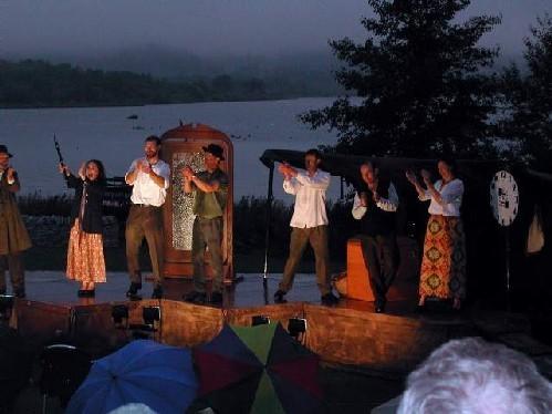 A performance of A comedy of Errors by Heartbreak Productions at Carsington Water in 2006