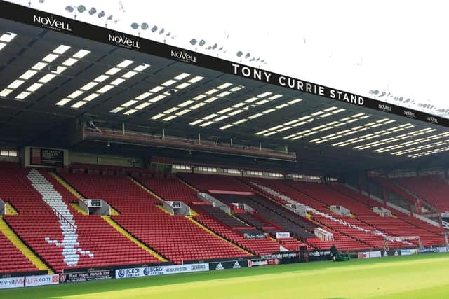 The Tony Currie Stand at Sheffield United FC's Bramall Lane stadium.