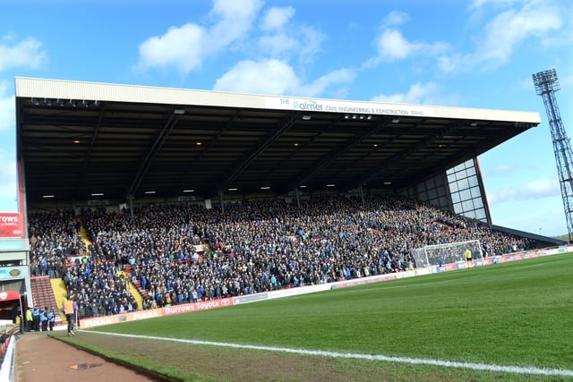 The Oakwell away end packed with Wednesday supporters in February 2020.