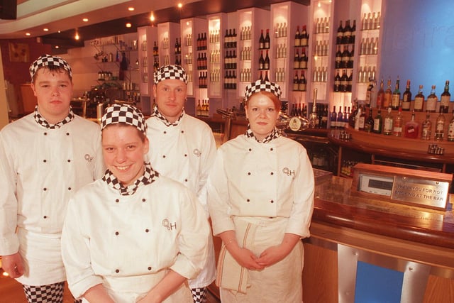 Chefs at Hanrahan's Bar and Restauran back in 1999, from left are Michael Hill, Anya Payling, John Scarrott the Kitchen Supervisor, and Riana Marson.