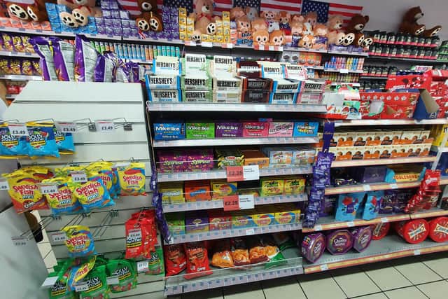 American sweets including Jolly Ranchers and Swedish Fish are sold at the Spar at the BP petrol station on Bramall Lane which has gone viral on TikTok.
