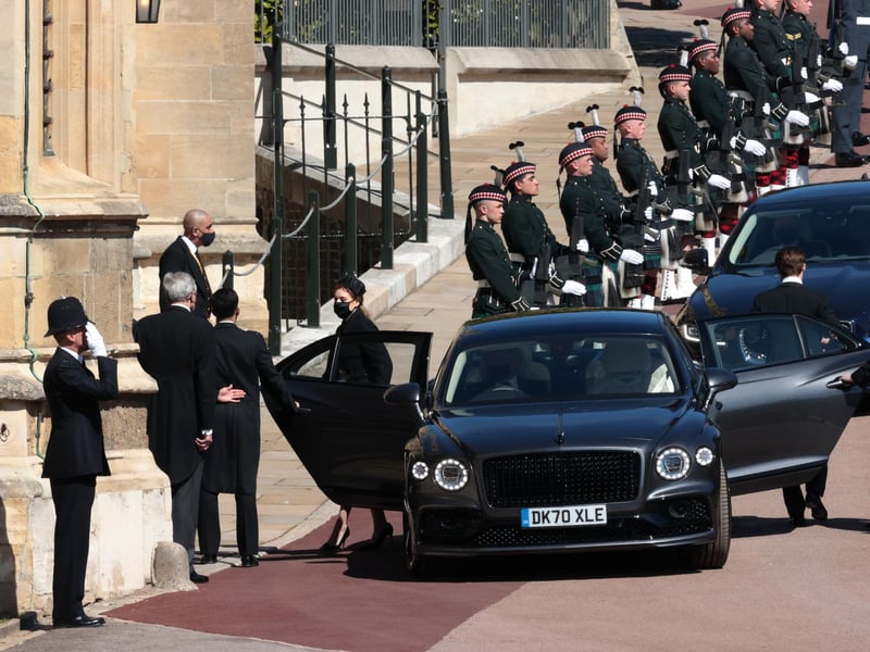 Princess Beatrice arrives at St George's Chapel, Windsor Castle, Berkshire, for the funeral of the Duke of Edinburgh.