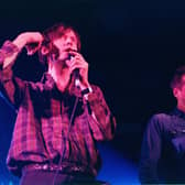 Jarvis Cocker and Pulp bassist Steve Mackey at Sheffield's Octagon Centre back in 2001.