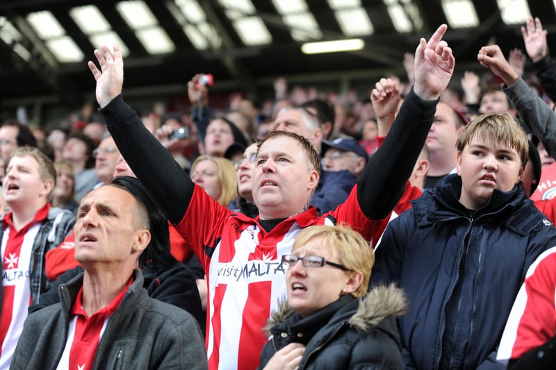 Blades fans belt out the club's anthem before the derby against Wednesday