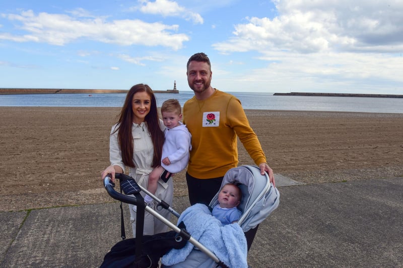 James and Megan Hall of Peterlee, with Bear and Buddy at Roker on May 18.