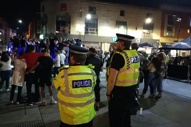 Police watched on as fans celebrated England's victory in Barker's Pool