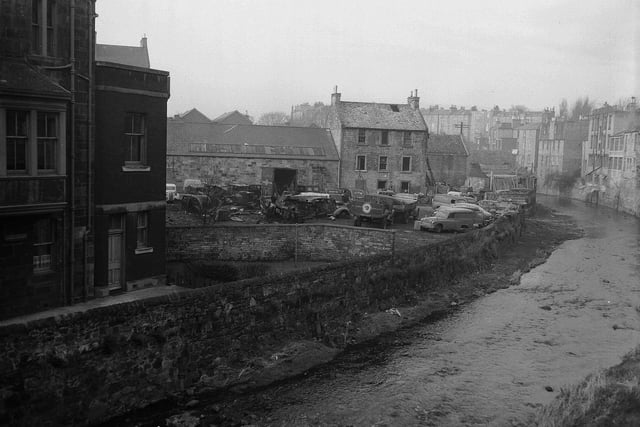 The Stockbridge scrap yard on the Water of Leith in March 1962.