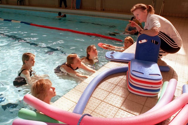 Sheila McGill with some of the ladies taking part in a swim and gym session at Chapeltown baths in 1999
