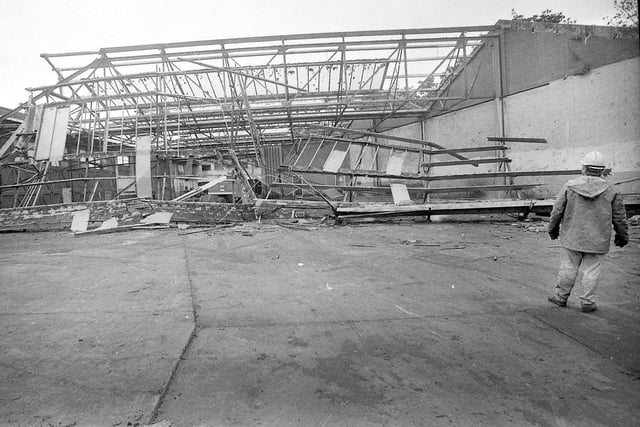 The demolition of the old United bus depot in Clarence Road in 1993.