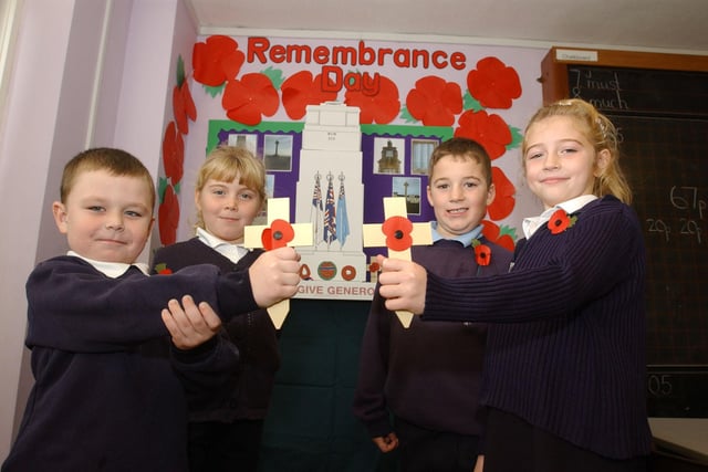 A Remembrance Day display at Ropery Walk Primary School in 2005.