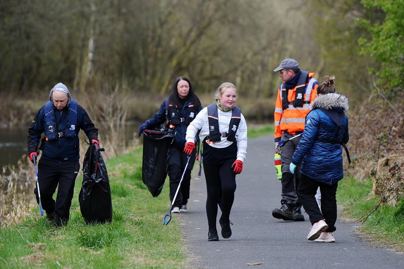 The volunteers were certainly kept busy clearing litter from the canal towpath