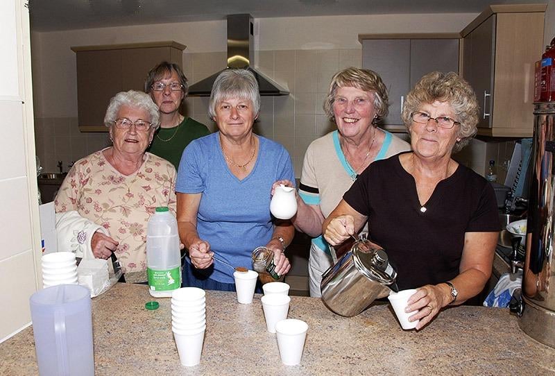 The "A" Team, tea ladies at the official opening of the J.S. Centre, Mosborough. Photo Peter Wolstenholme., September 5, 2009