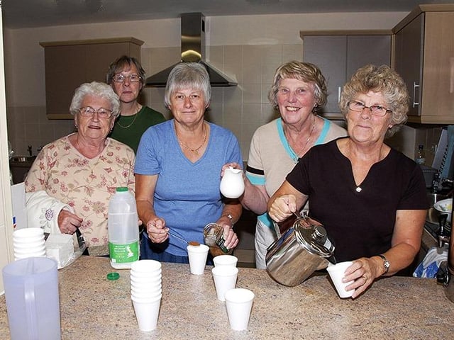 The "A" Team, tea ladies at the official opening of the J.S. Centre, Mosborough. Photo Peter Wolstenholme., September 5, 2009