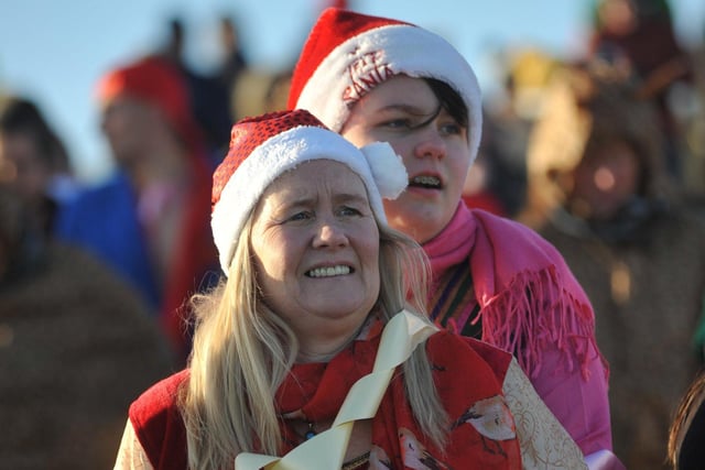 Wrapped up warm as they watched the Boxing Day dip at Little Haven in 2016.