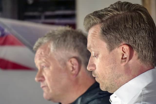 Sheffield United's manager Chris Wilder (L) and chief executive Steve Bettis: Scott Merrylees