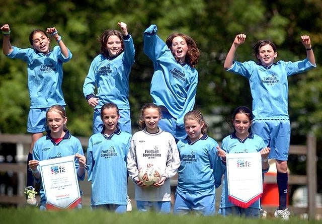Dobcroft Junior School girls who are through to the final in the England Schools FA Cup, June 7, 2005