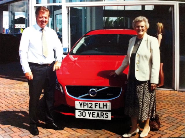 Pictured is Joyce Troope with her current Volvo V60 vehicle, and Riverside Doncaster’s sales consultant Richard Fisher, who himself has been with Riverside since the business first opened in Doncaster 30 years ago.