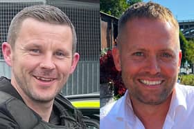 PC Tom Clough (left) and PC Matthew Blades, who died when a car going in the wrong direction hit a police car on the A66 near Middlesbrough. Cleveland Police/PA Wire