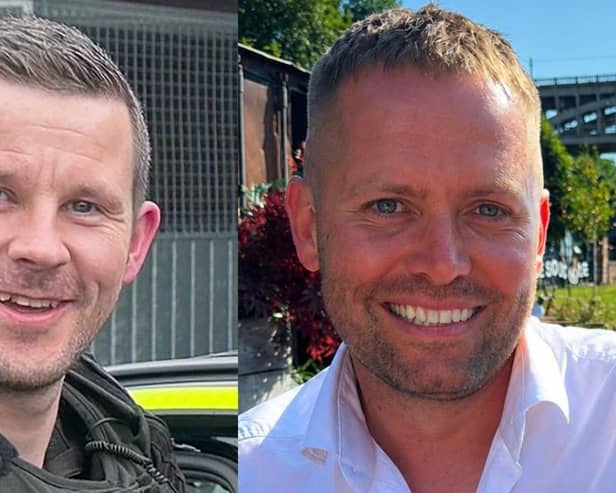 PC Tom Clough (left) and PC Matthew Blades, who died when a car going in the wrong direction hit a police car on the A66 near Middlesbrough. Cleveland Police/PA Wire