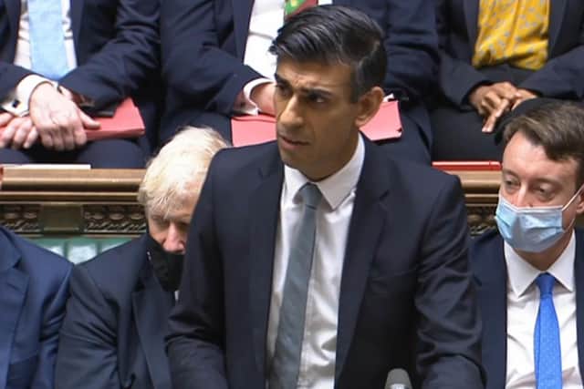 Chancellor of the Exchequer Rishi Sunak delivering his Budget to the House of Commons in London. 
Photo: House of Commons/PA Wire