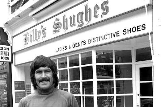 Billy was pictured in June 1975 outside his new shop in Vine Place. Billy's Shughes specialised in 'ladies and gents distinctive shoes'.