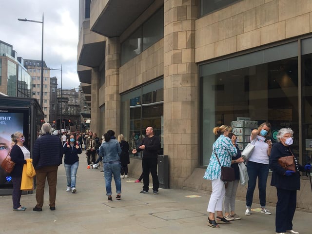 The number of customers entering the store at one time was capped to ensure it wasn't overly crowded and social distancing could be practiced
