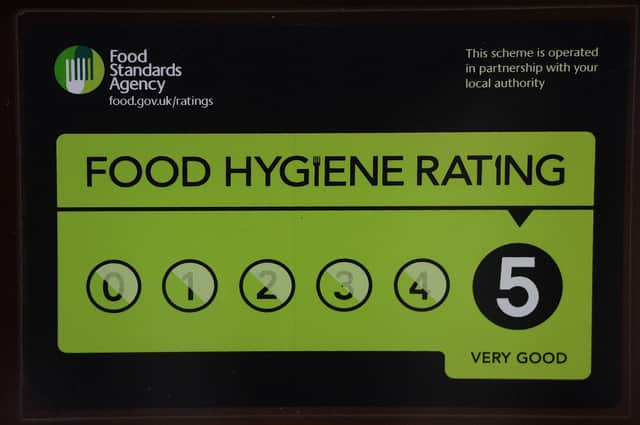 Food hygiene is rated from zero to five.