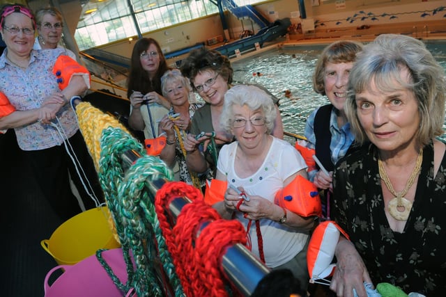 Back to 2012 at Hebburn swimming pool where these members of the Materialistics knitting group were crocheting the length of the pool. Does this bring back memories?
