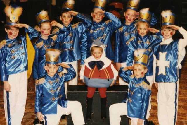 Humpty Dumpty and all the King's men pictured in this February 1996 view of the Stage Door Theatre School. Remember it?