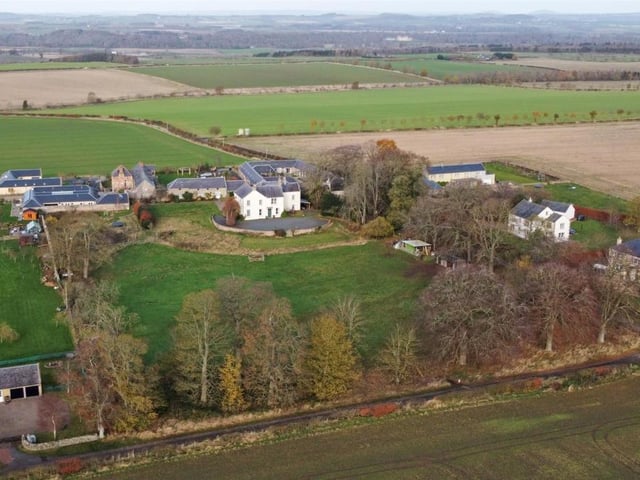 Aerial view of Ladyrig House and surrounding area.