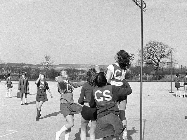 Meden School sports day in the early 70s - recognise any of the netball players in this picture?
