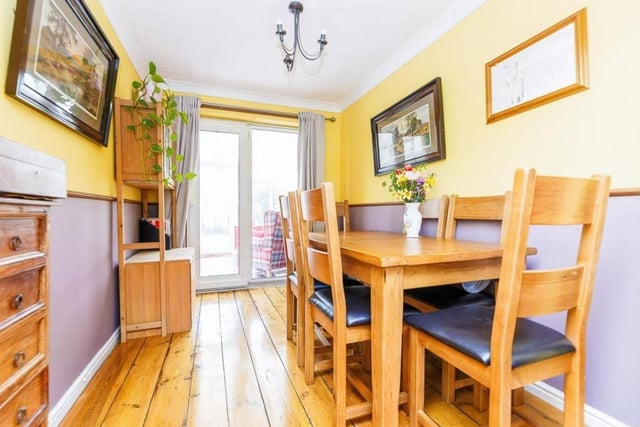 The desirable dining room has space for a large table and connects the rest of the house with the conservatory. The dining area is also right next door to the kitchen, meaning you need not travel far to get the bolognese on the table.

Photo: Rightmove