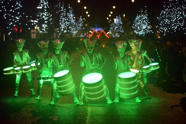 SPARK Drummers performance at the South Shields Winter Wonderland Parade.